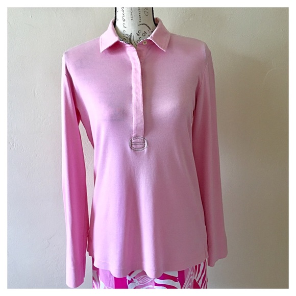 Lilly Pulitzer Long Sleeve Polo Pink Size Medium - Picture 2 of 8
